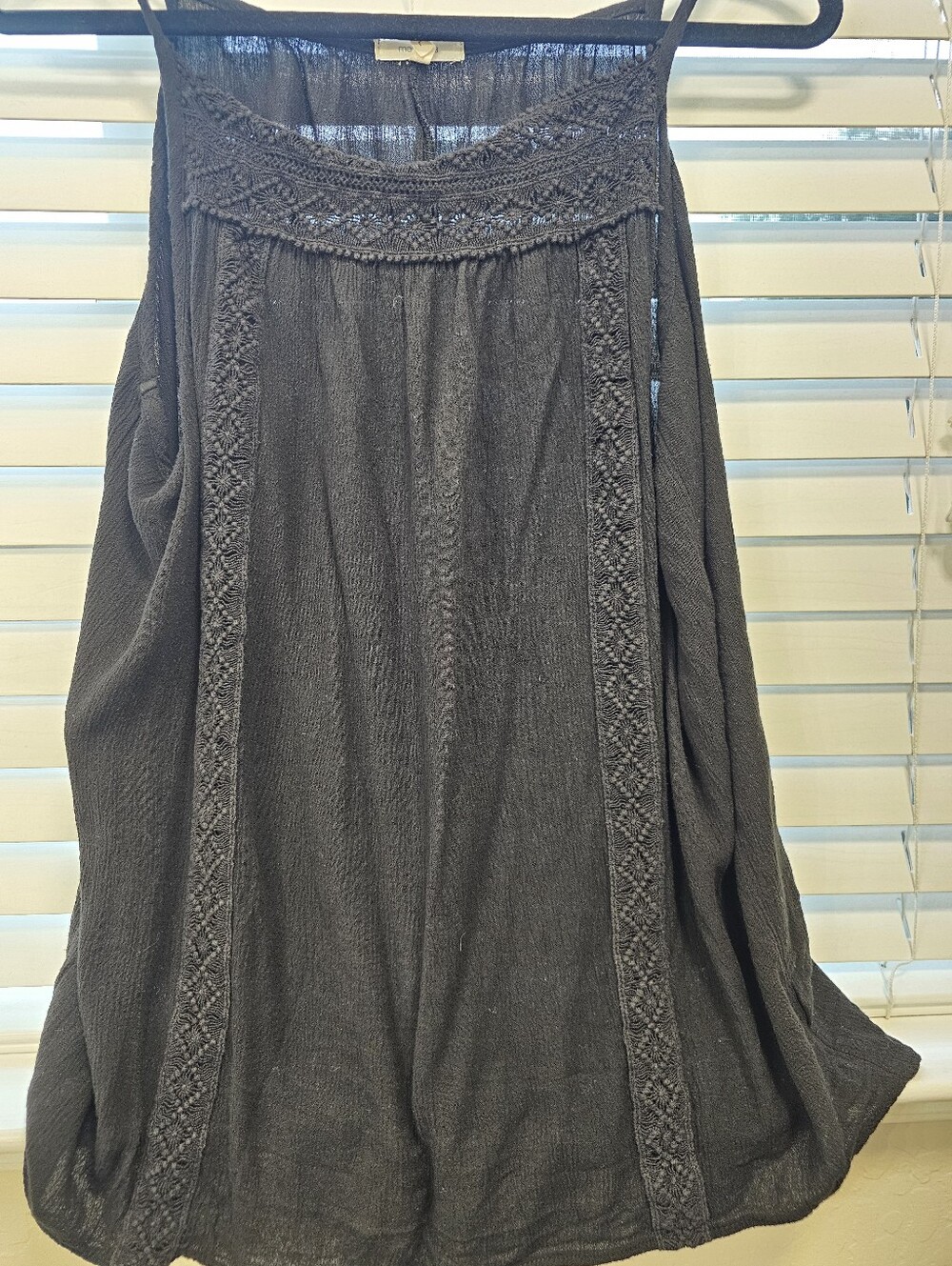Black Boho Crochet Trim Sleeveless Top